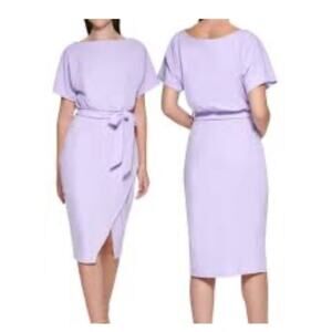 Kensie Tie Front Blouson Dress in Ultra Violet Size 4